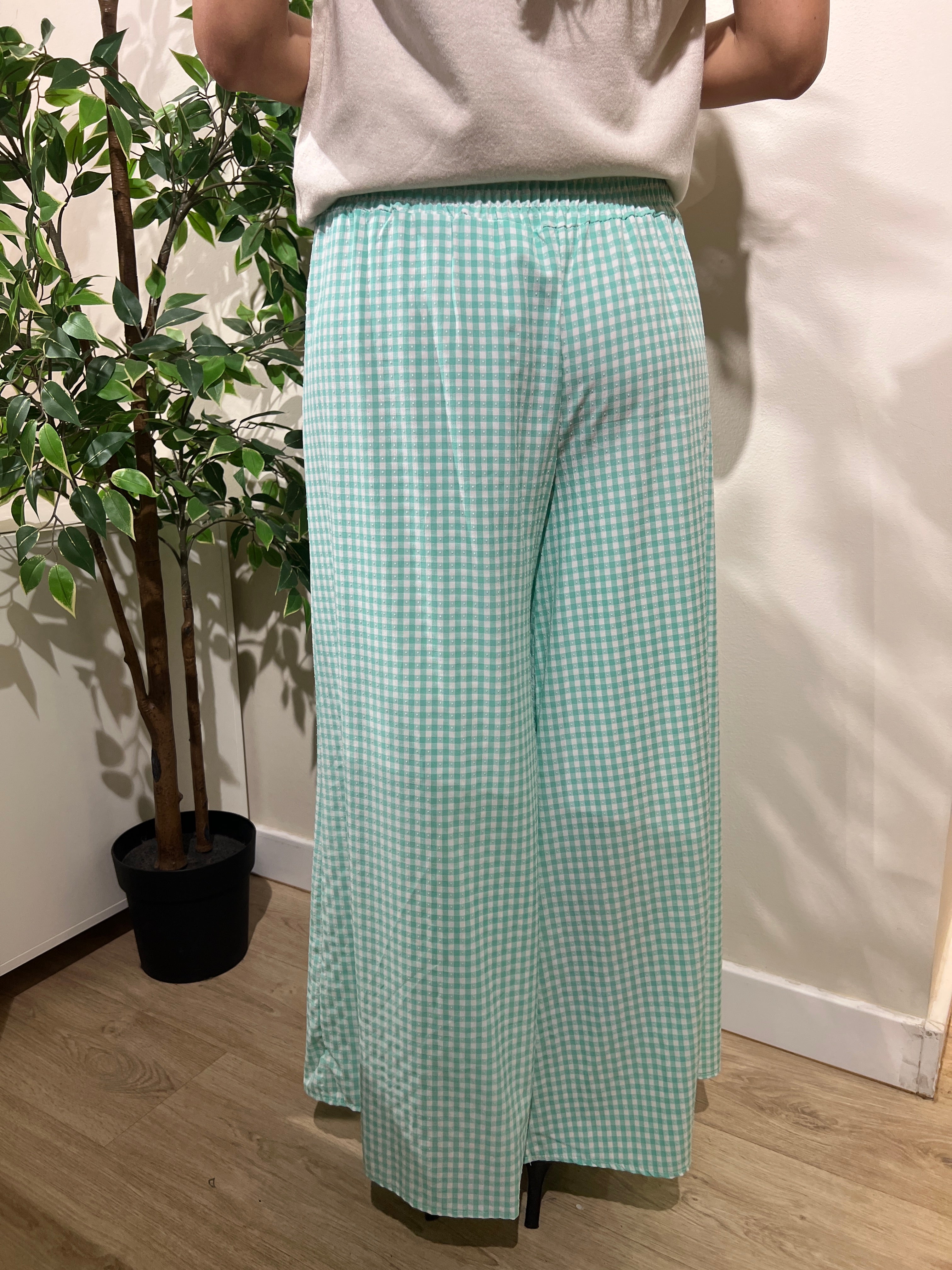 Pantalón vichy celeste