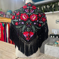 Mantón Solera negro con rojo