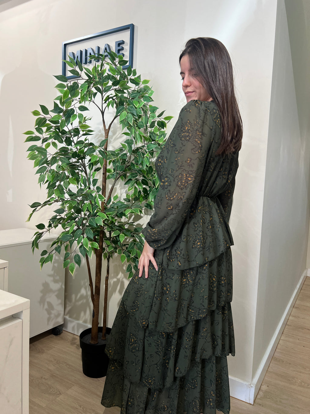 Vestido volantes verde