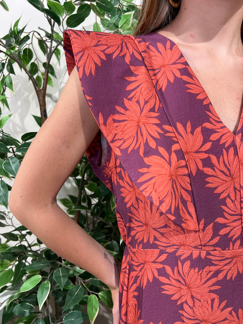 Vestido Eira naranja y morado