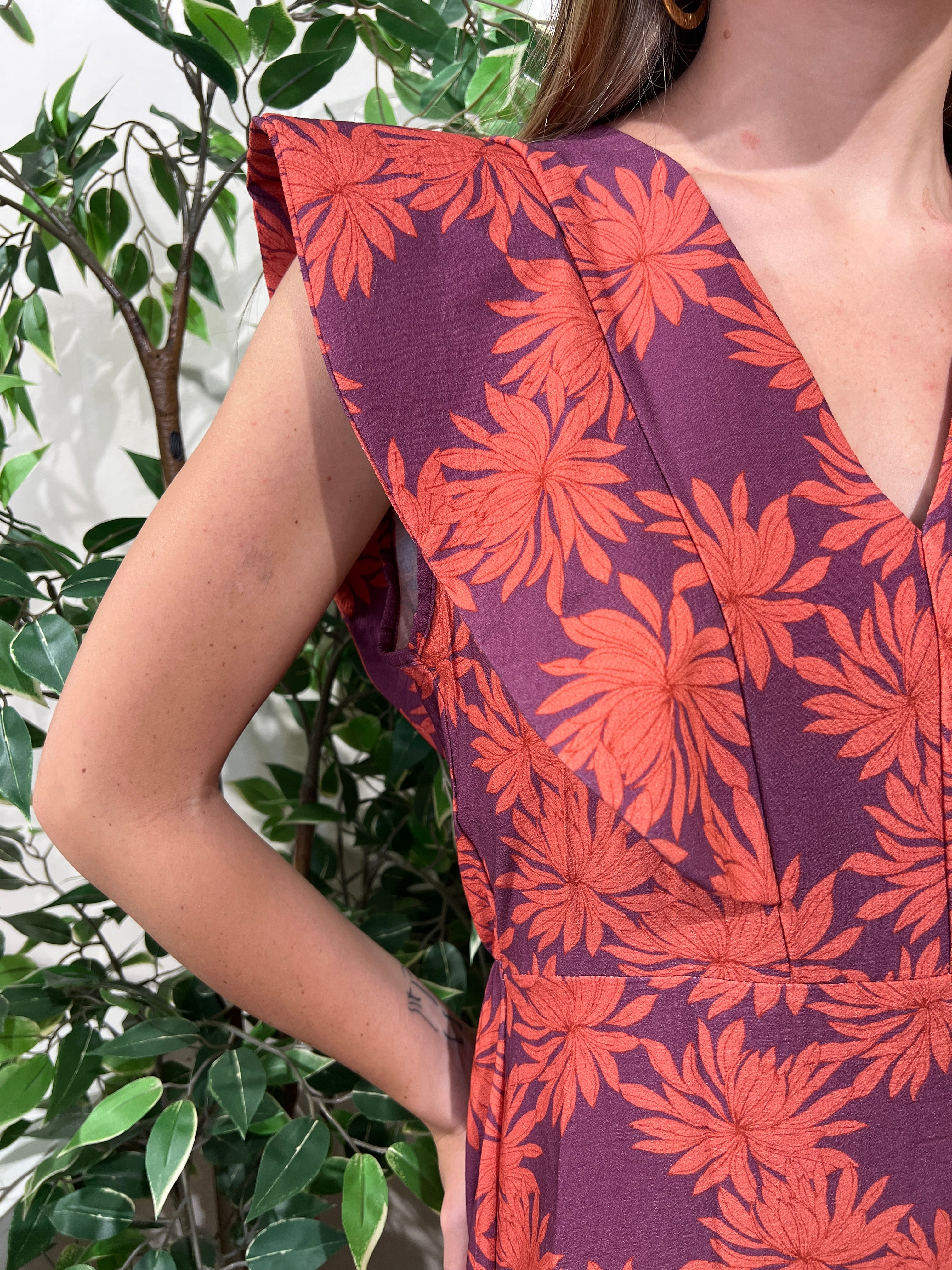 Vestido Eira naranja y morado