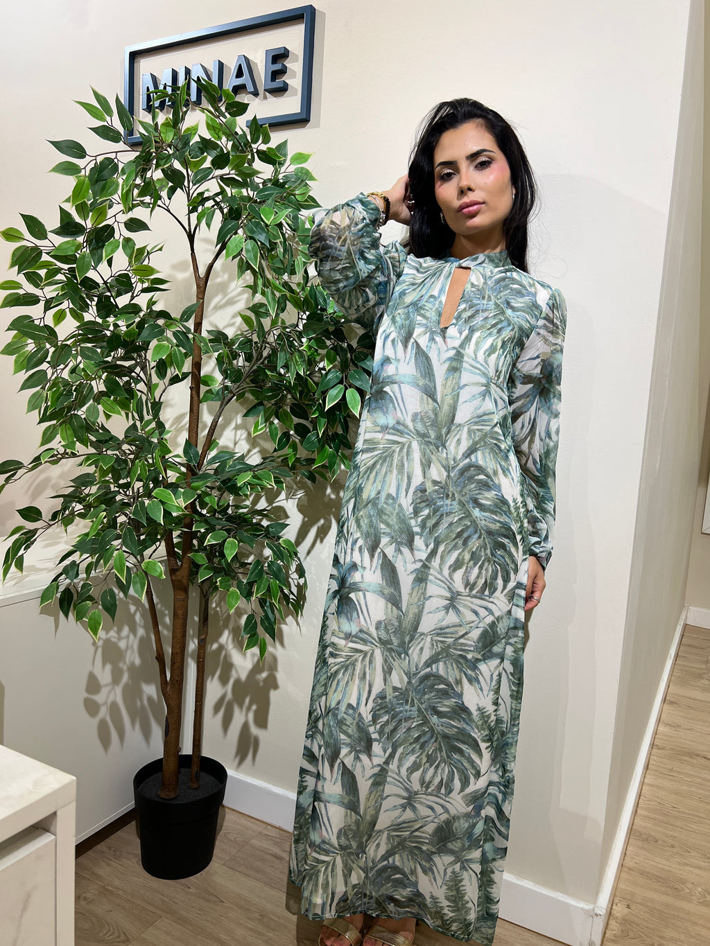 Vestido Casandra hojas verdes