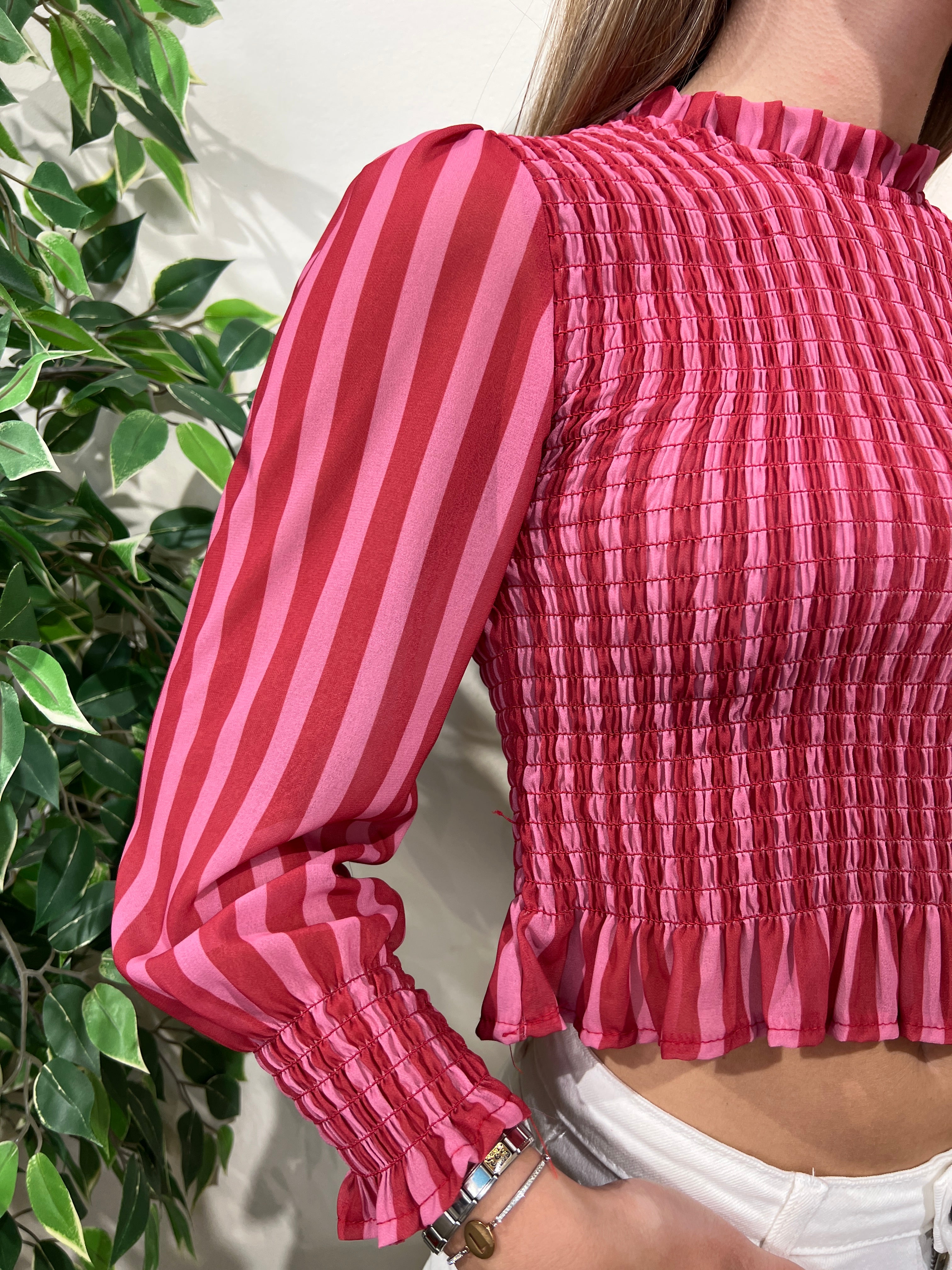 Camiseta Merienne rayas rojas