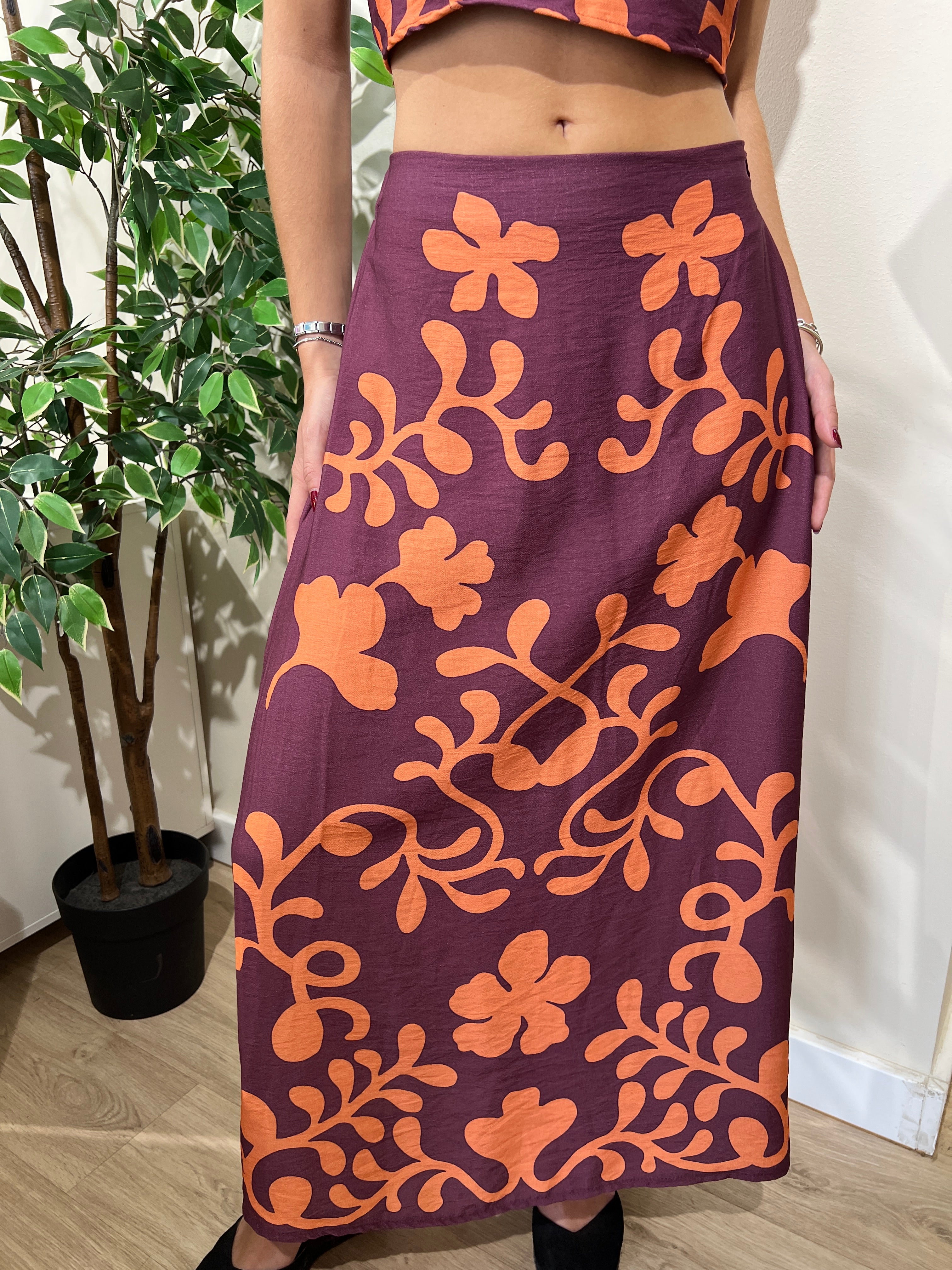 Conjunto Valeria morado y naranja