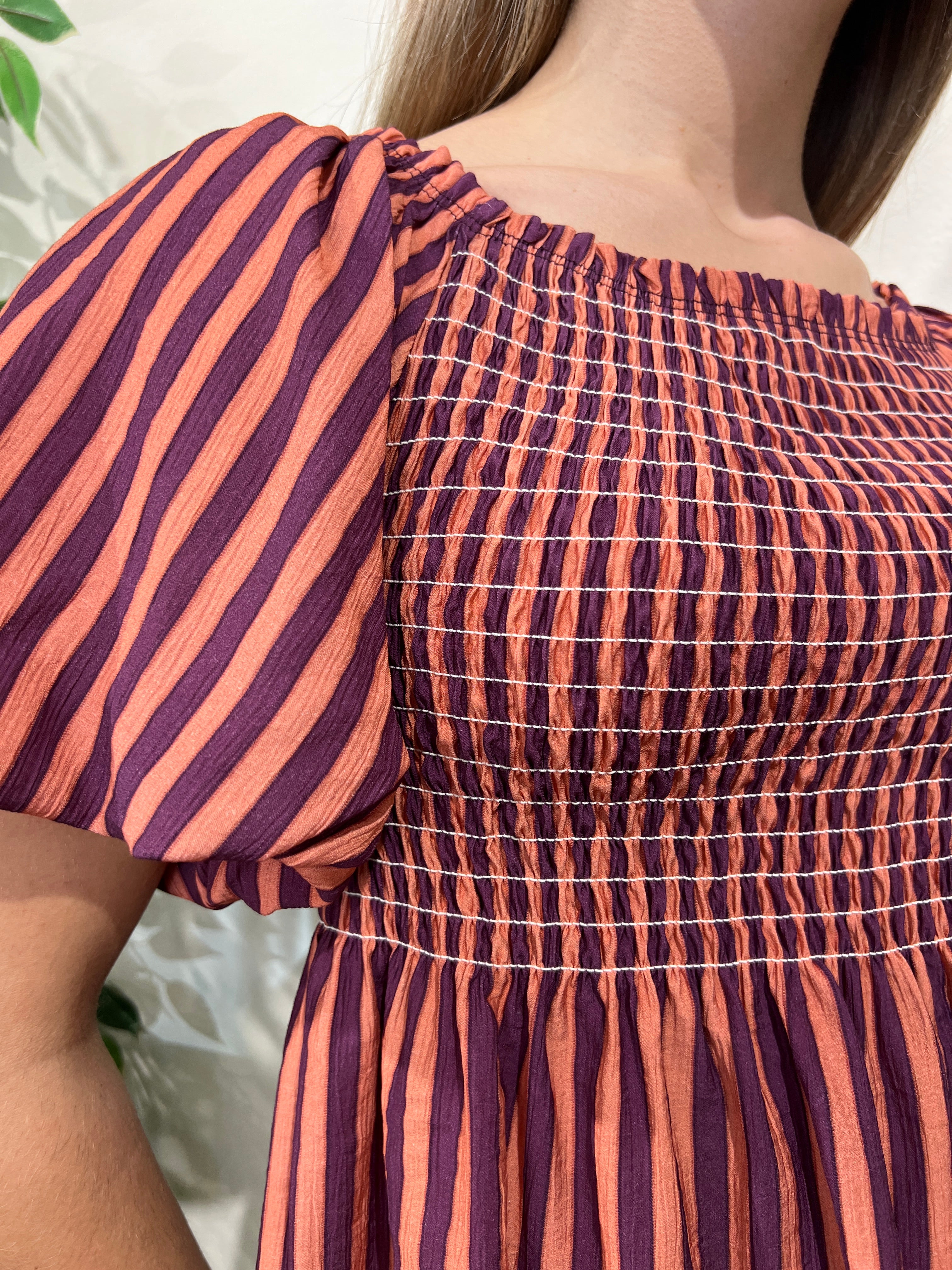 Blusa rayas morada-naranja