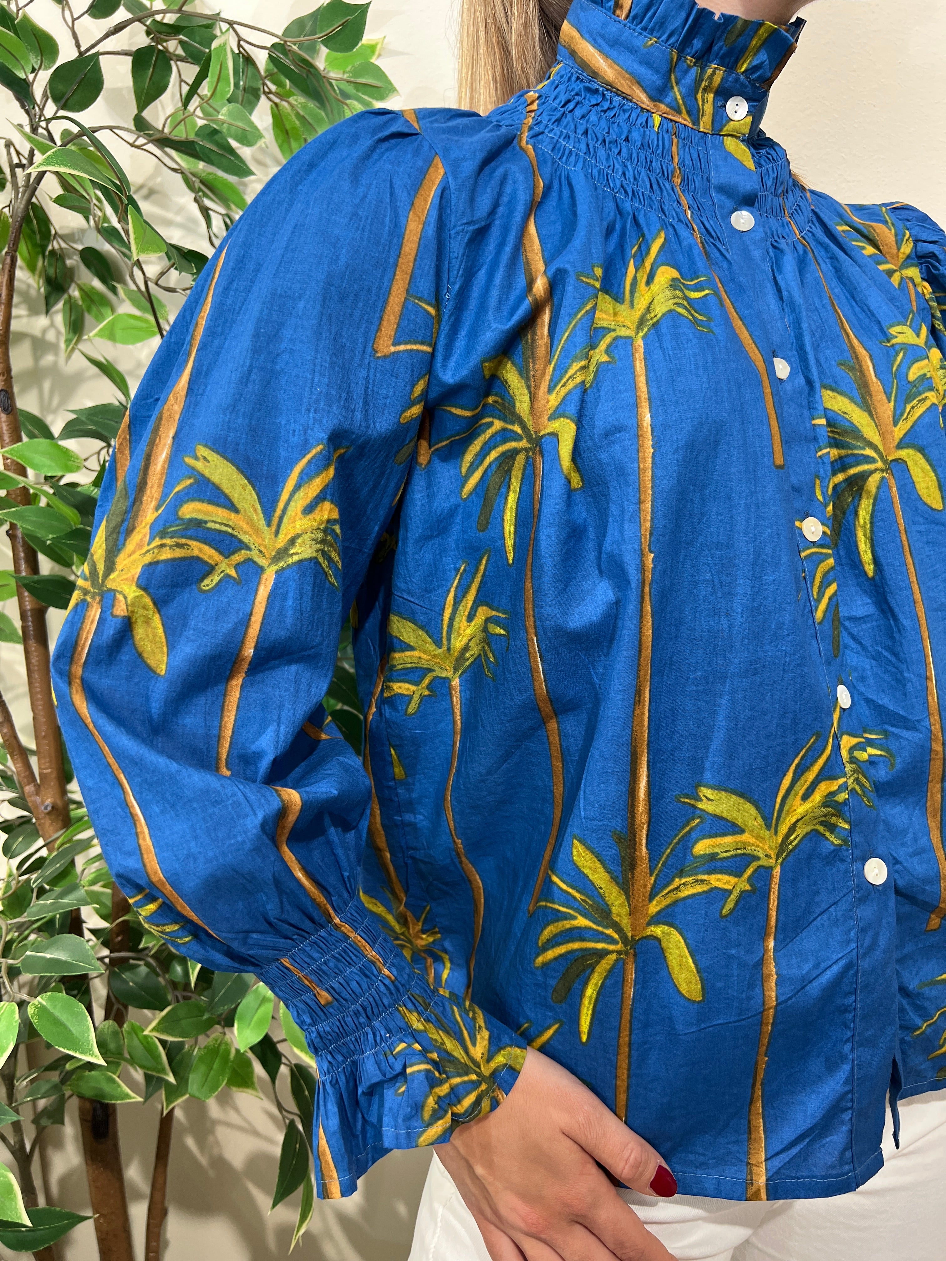 Blusa algodón azul