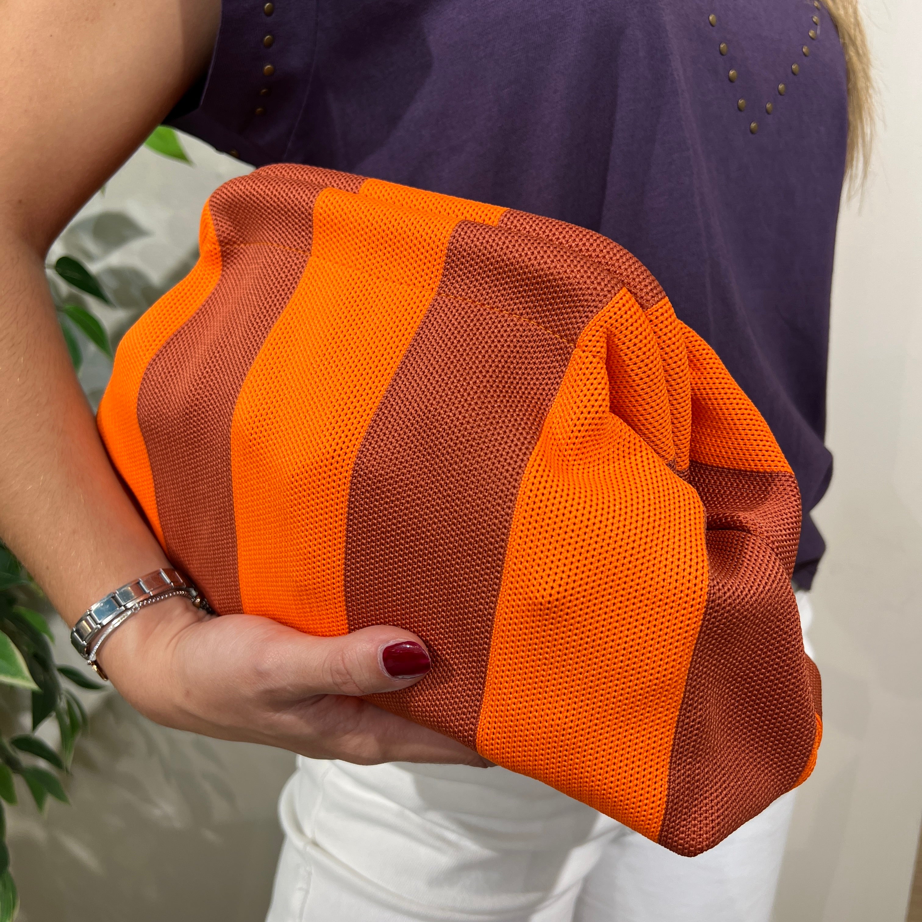 Bolso rayas naranja