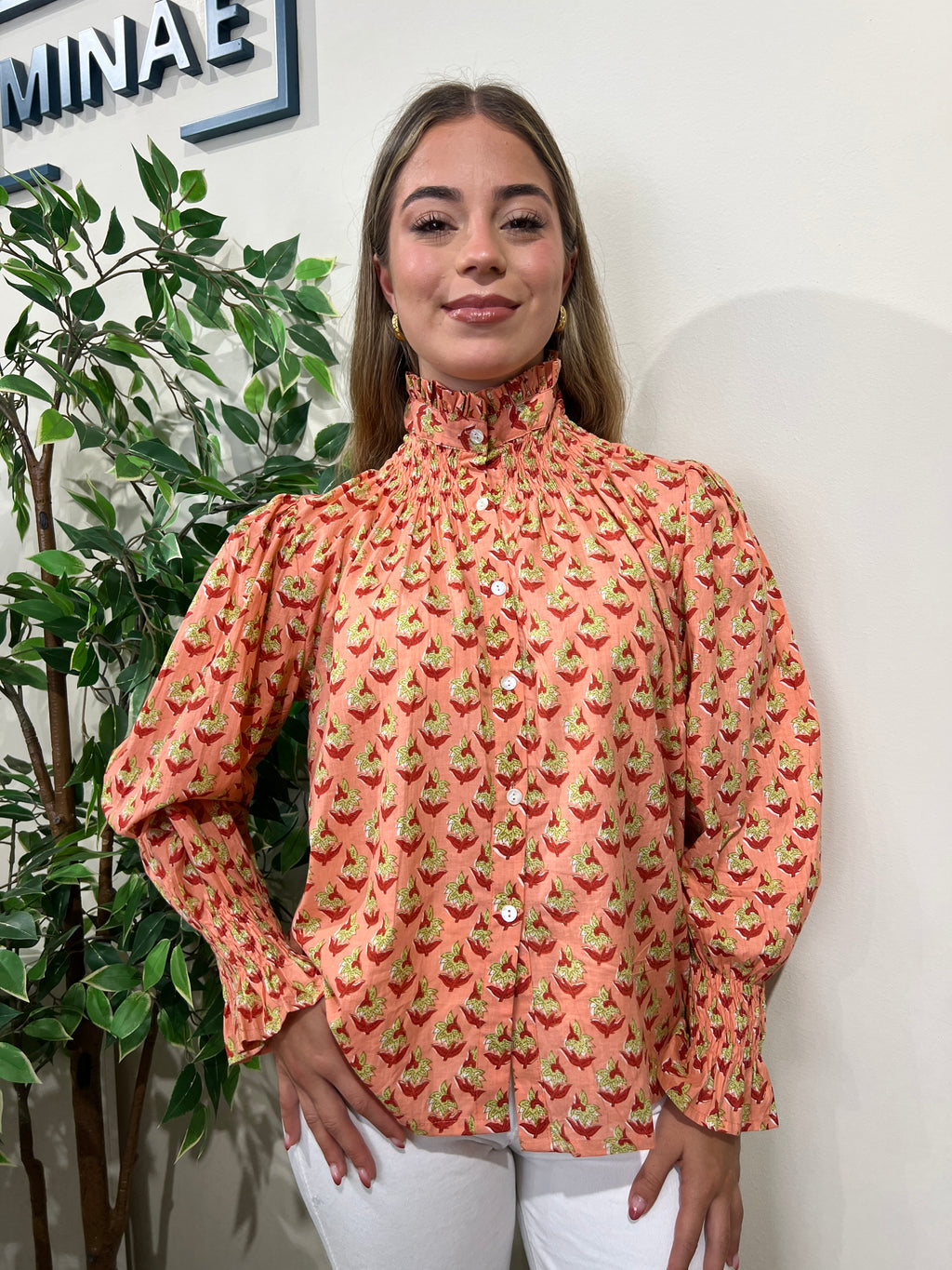 Blusa algodón salmón