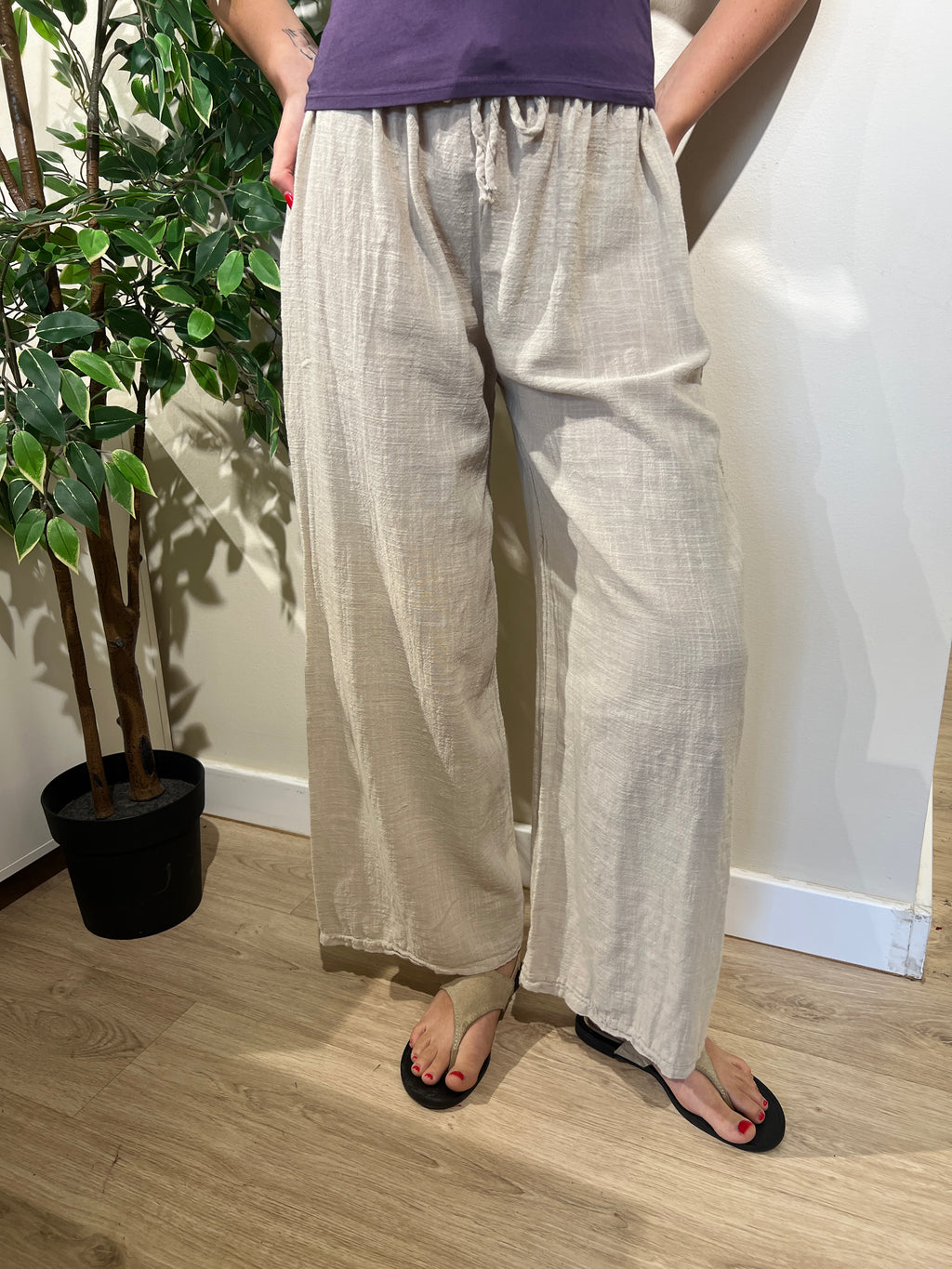Pantalón algodón beige
