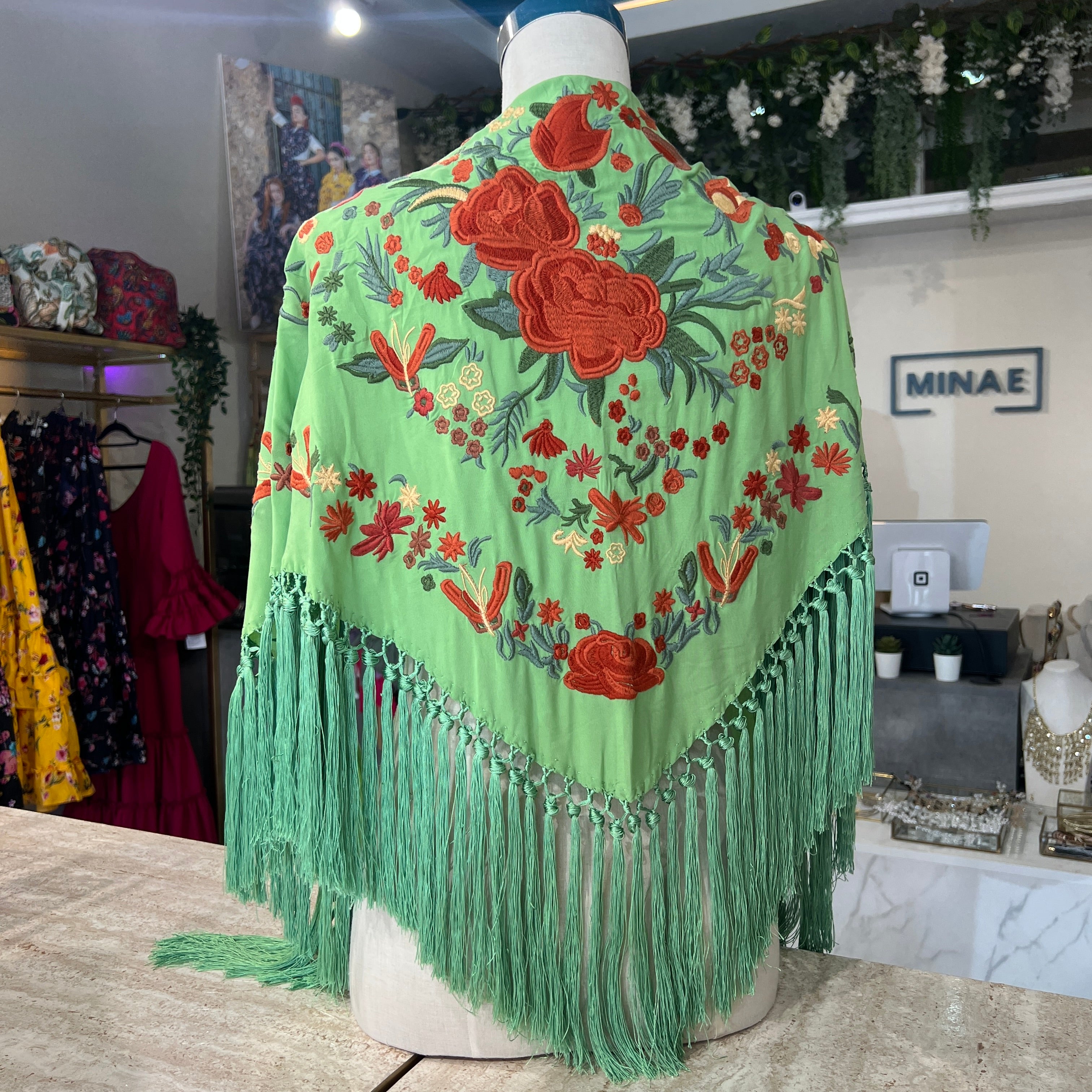 Mantón Cantiña manzana