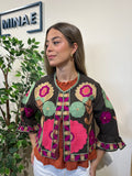 Chaqueta bordada marrón