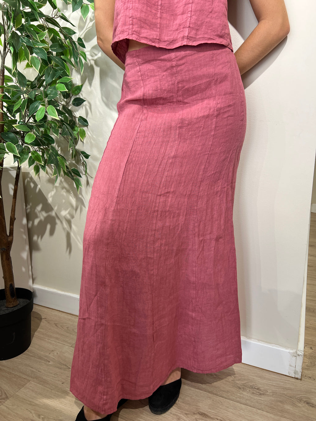 Conjunto de falda lino rosa