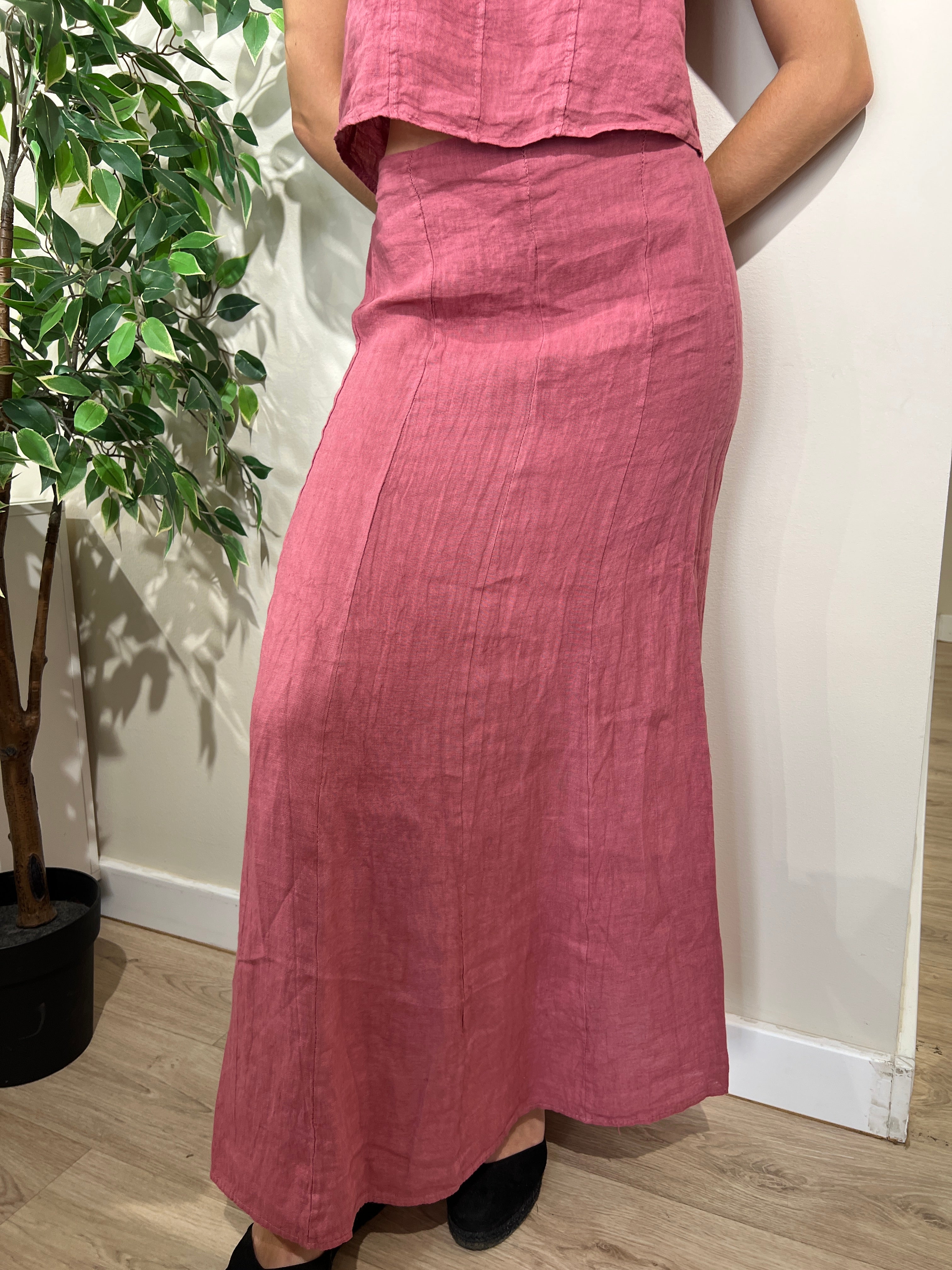 Conjunto de falda lino rosa