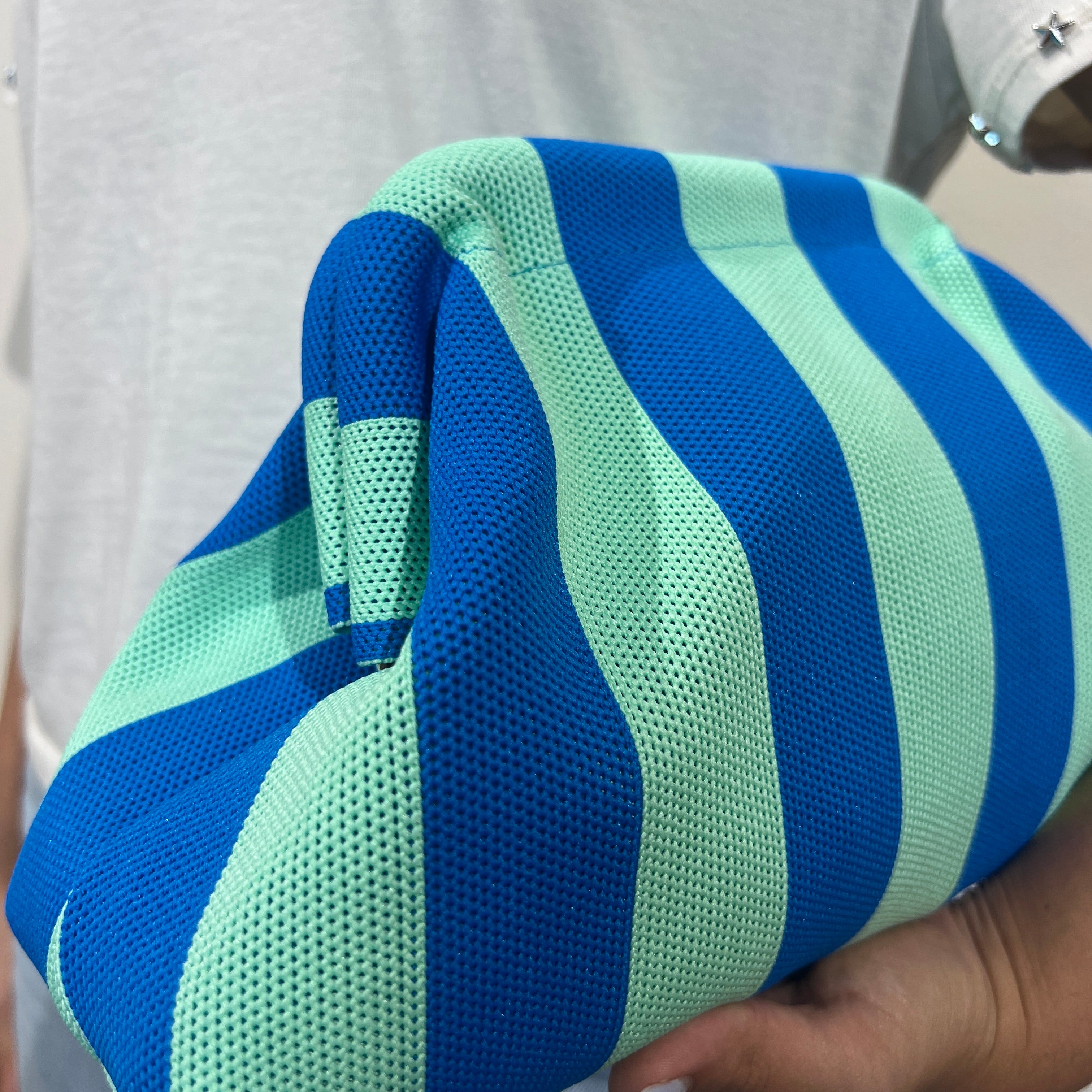 Bolso rayas verde agua-azul
