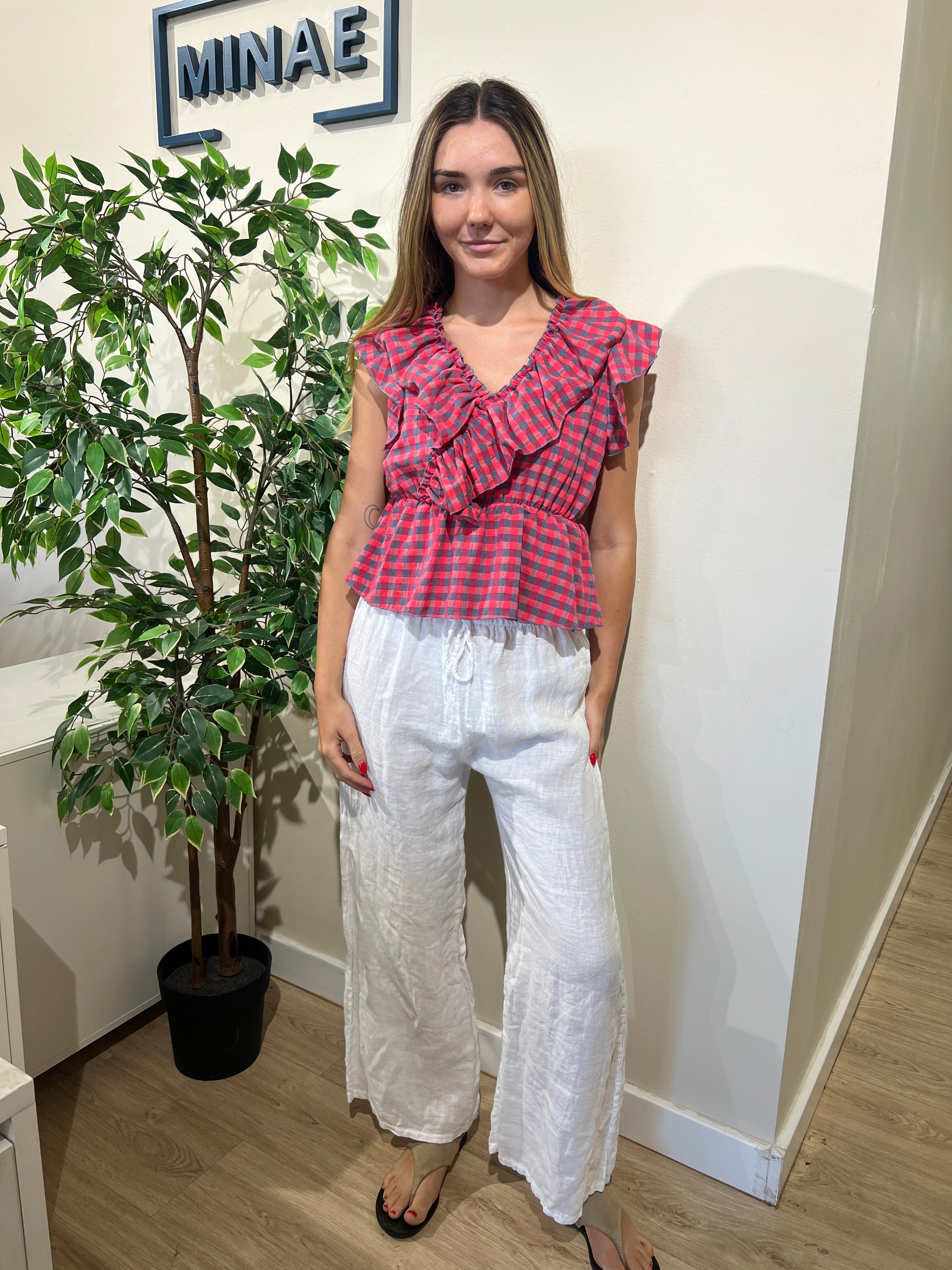 Pantalón lino blanco