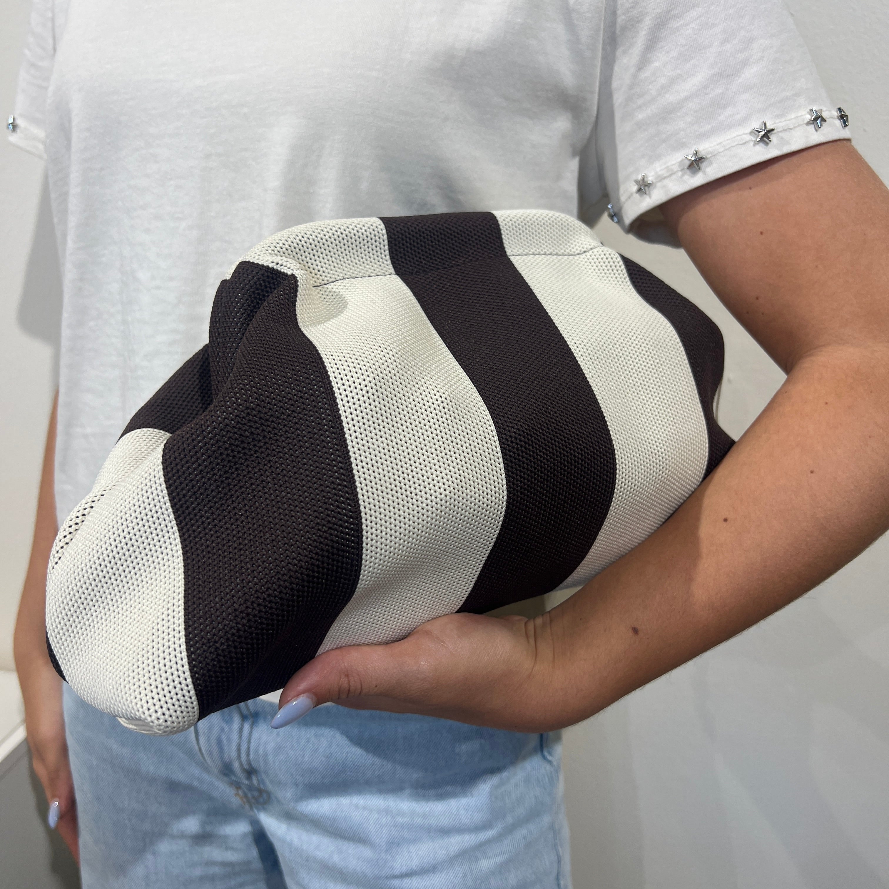 Bolso rayas marrón-beige