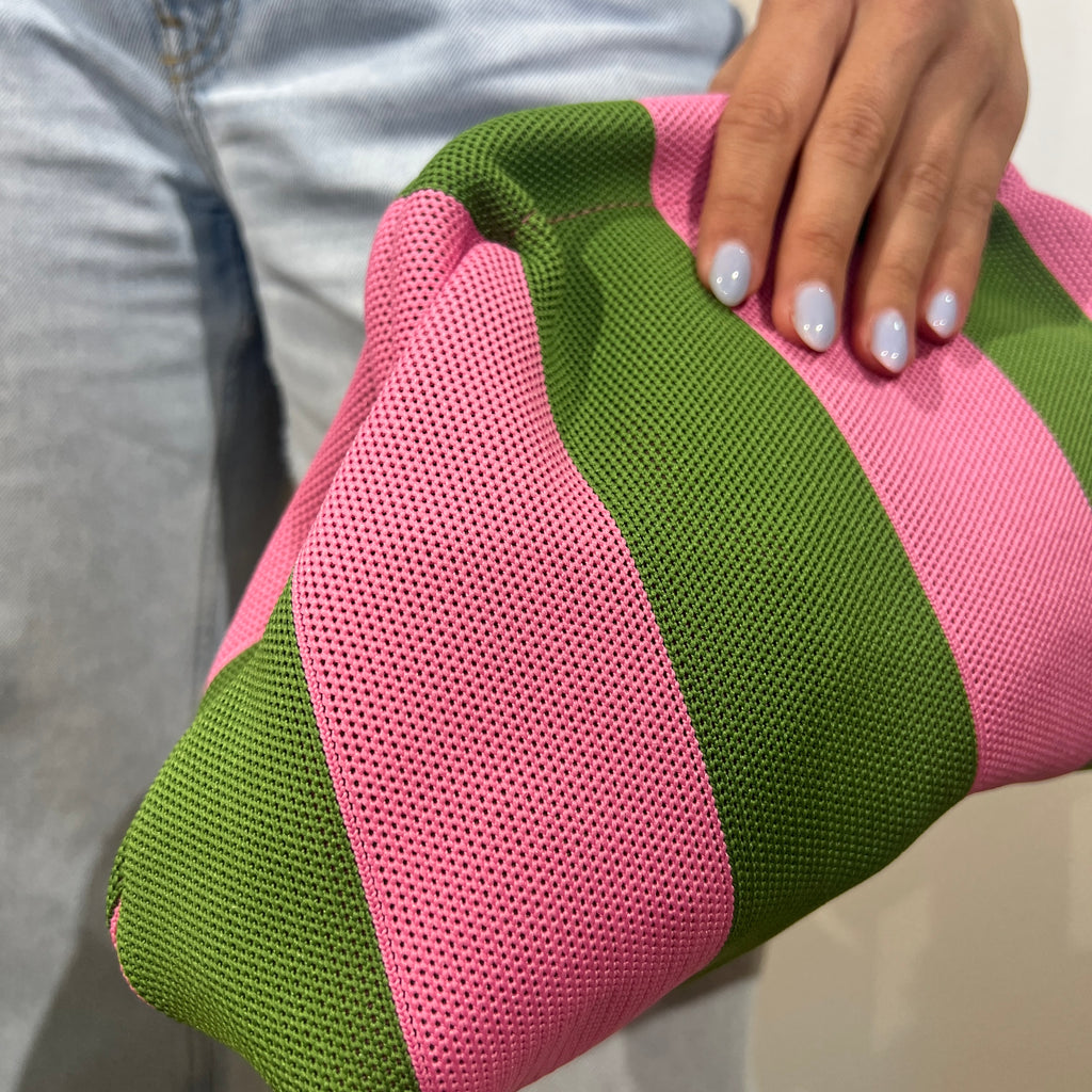 Bolso rayas verde-rosa
