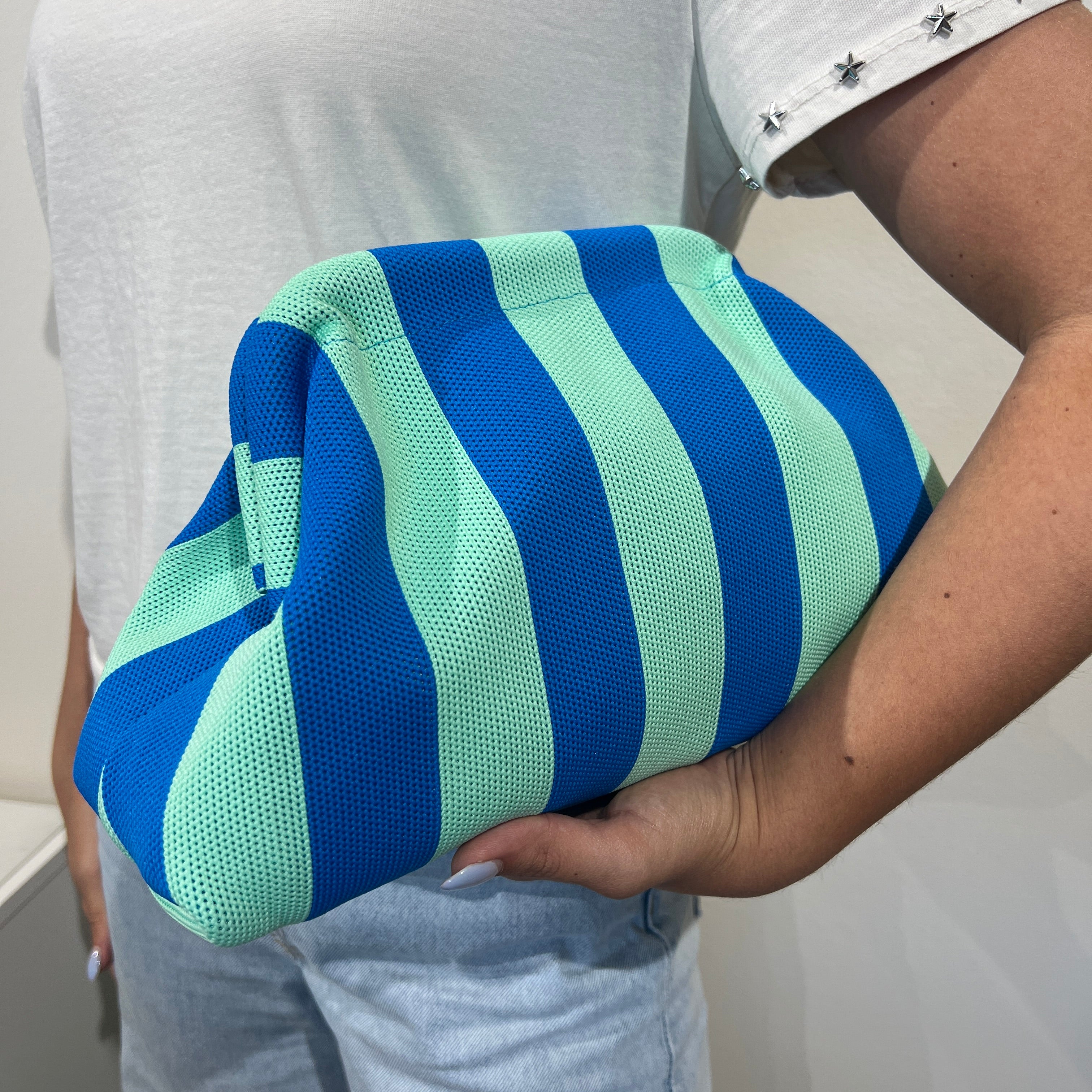 Bolso rayas verde agua-azul