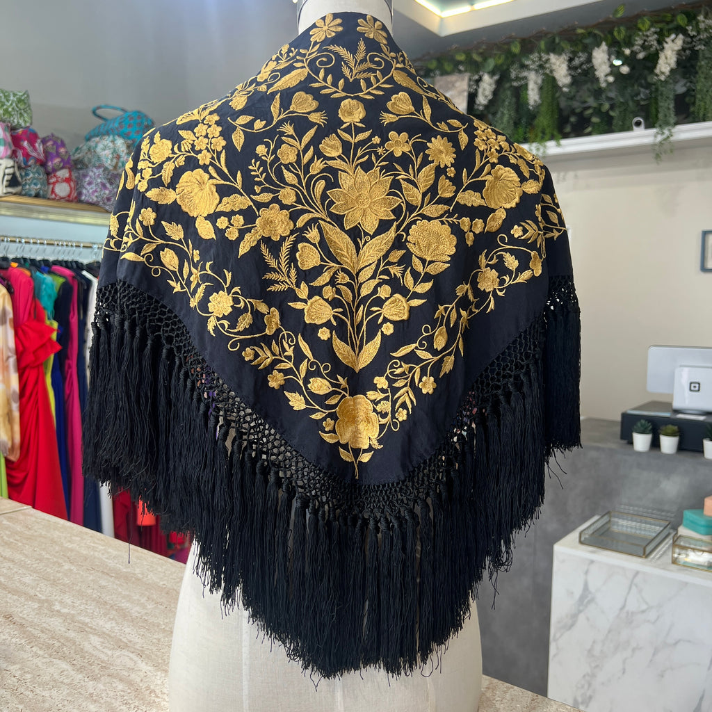 Mantón espejo negro con dorado