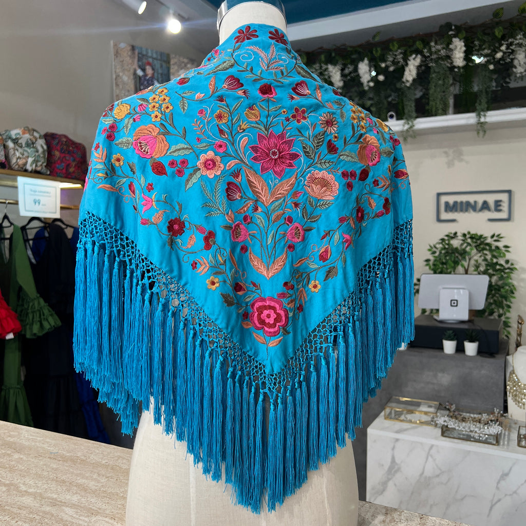 Mantón espejo turquesa