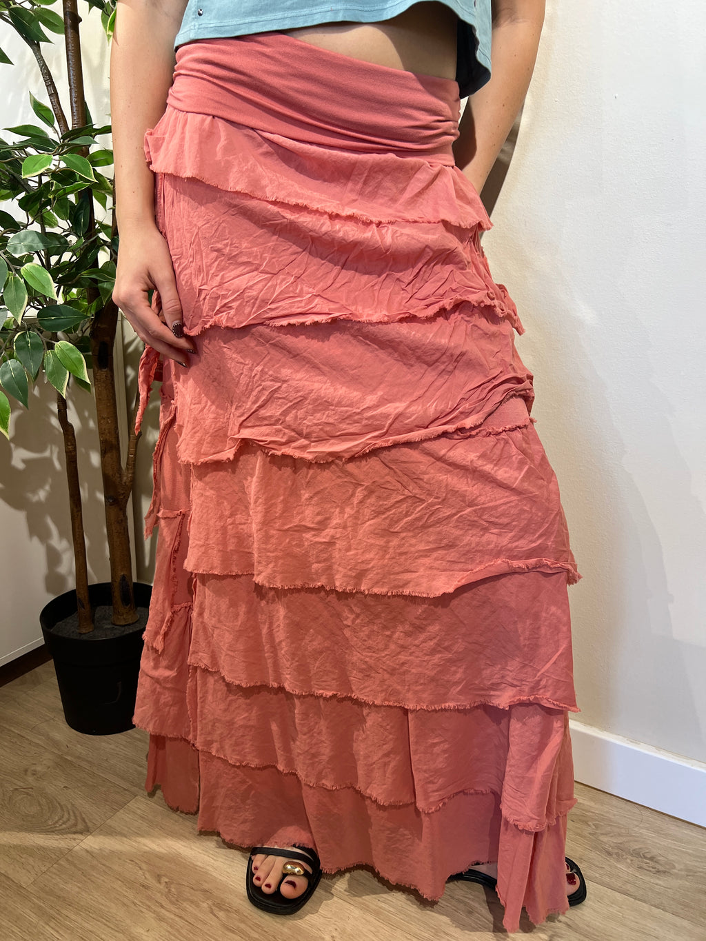 Falda volantes coral