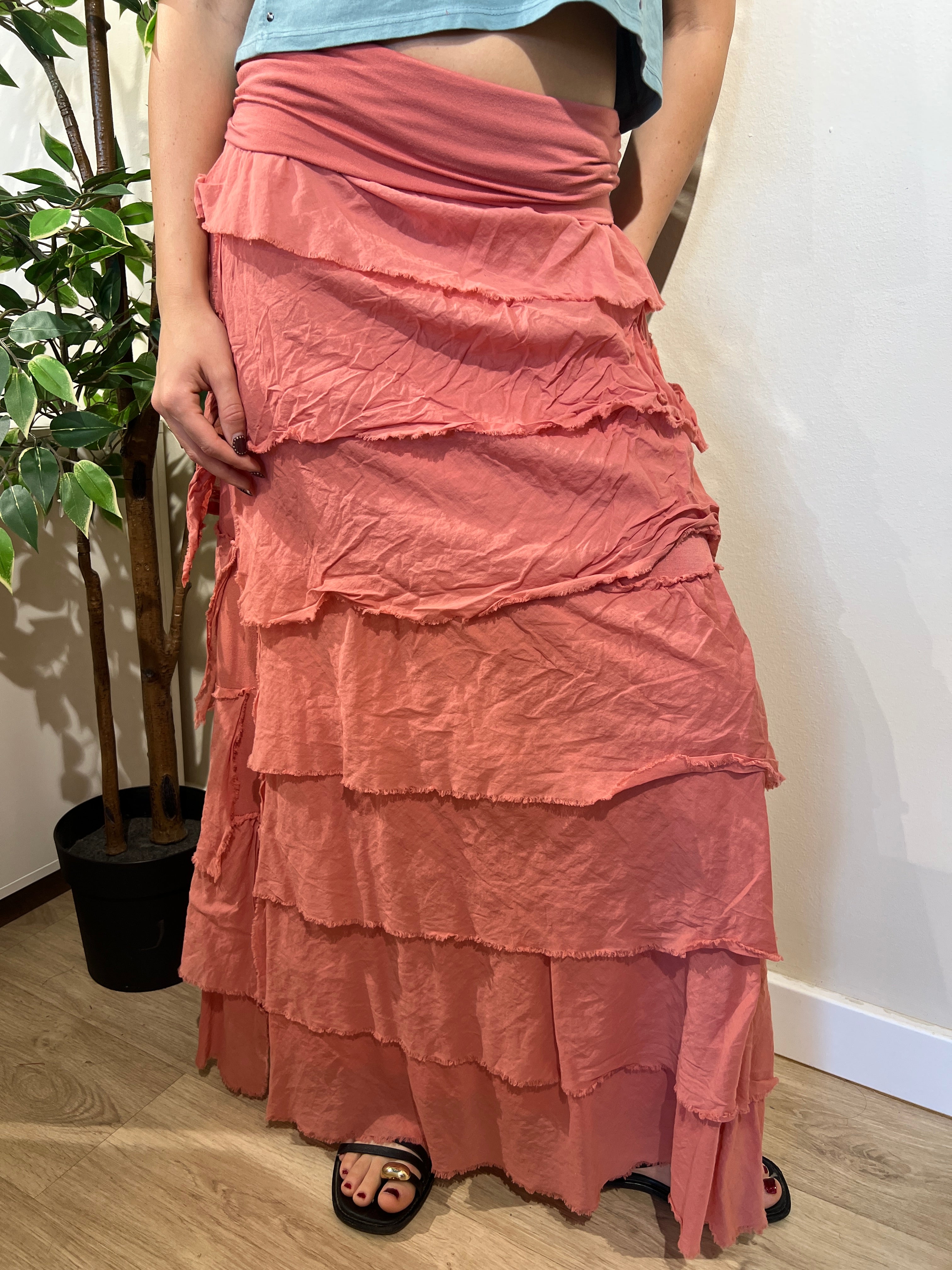 Falda volantes coral