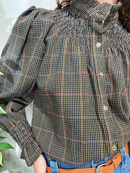 Camisa Talae marrón-rosa