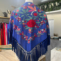 Mantón Zambra azul con rojo
