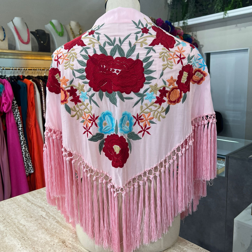 Mantón Colibrí rosa claro