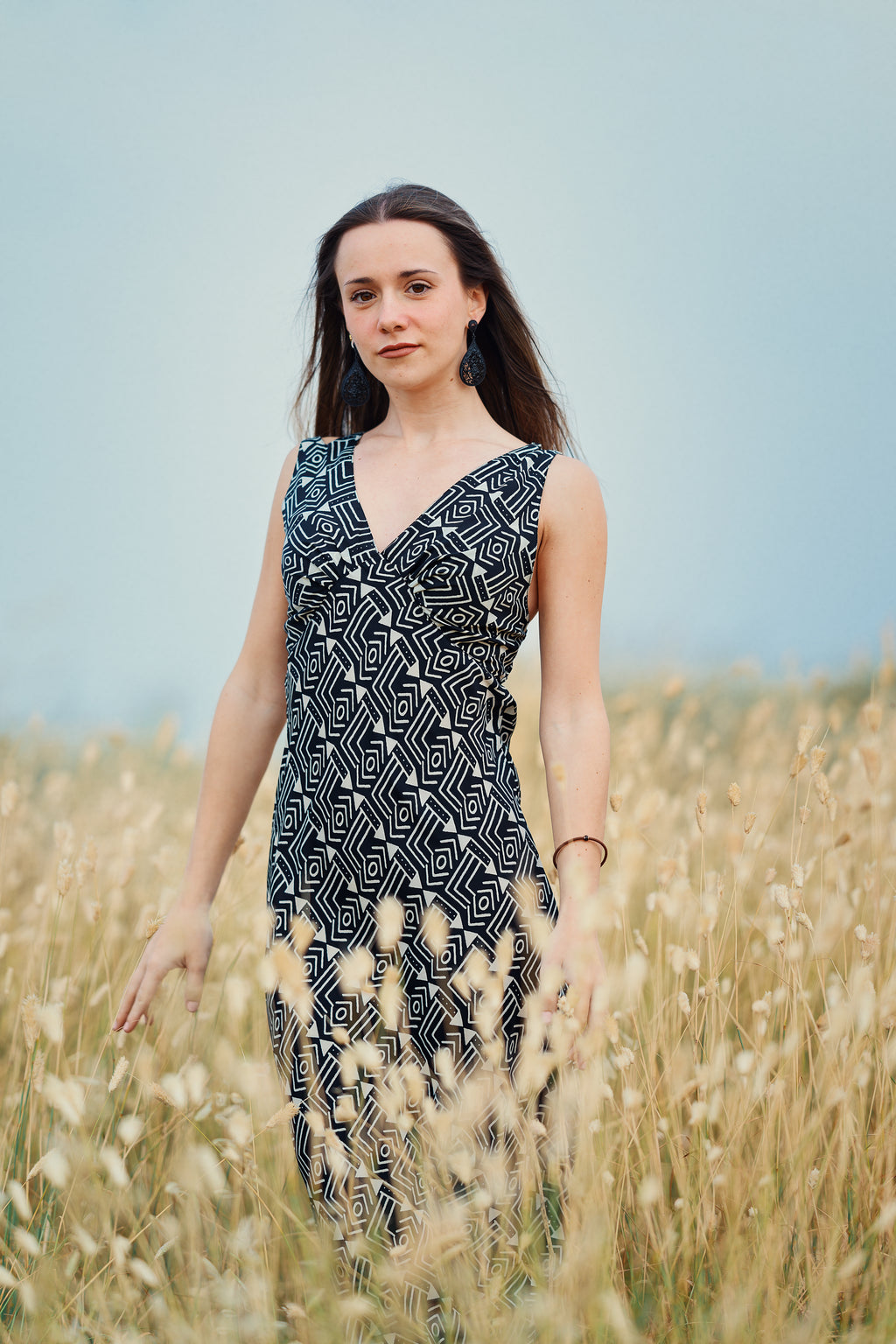 Vestido Juno blanco y negro